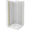 Mexen Lima cabină de duș pliabilă 80 x 80 cm, transparent, Aurie + cadă de duș Flat - 856-080-080-50-00-4010