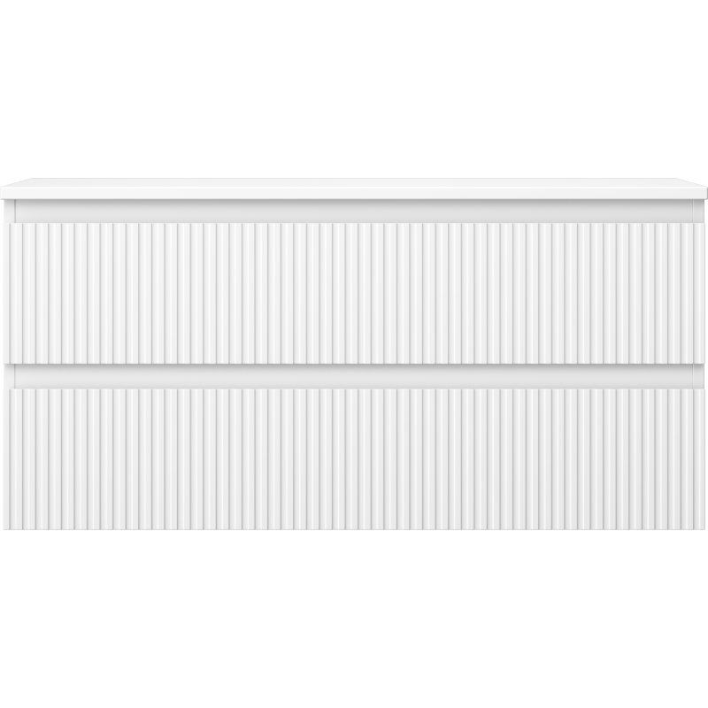 Mexen Rivel dulap baie de sub lavoar de 100 cm cu blat, 2 sertare, canelat, alb mat - 91A20-10047-2-BFFC01