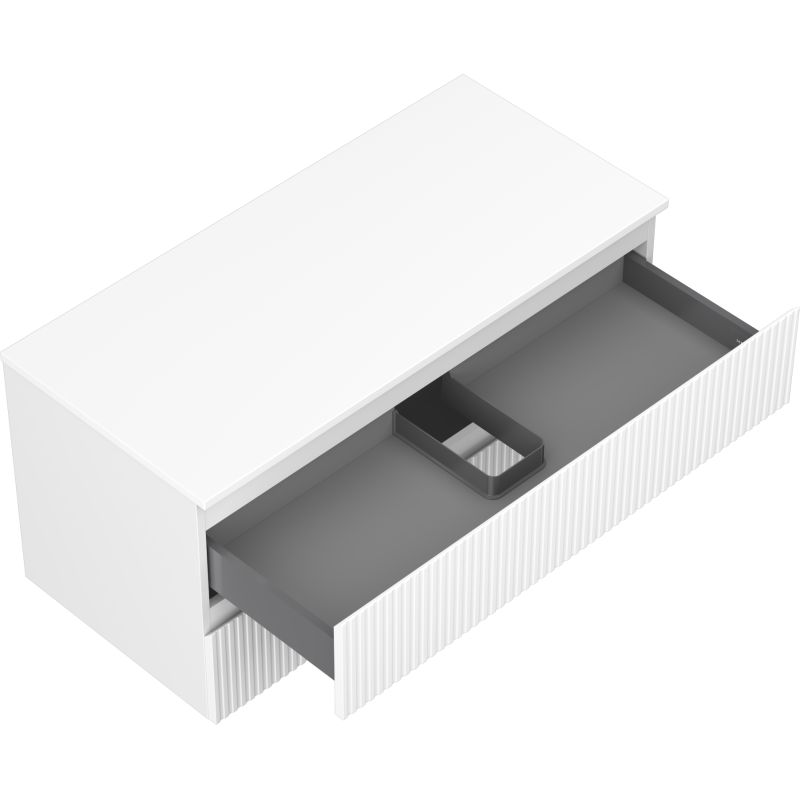 Mexen Rivel dulap baie de sub lavoar de 100 cm cu blat, 2 sertare, canelat, alb mat - 91A20-10047-2-BFFC01