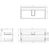 Mexen Rivel dulap baie cu blat, lățime 100 cm, 2 sertare, suprafață canelată, gri mat - 91A20-10047-2-BFFC62