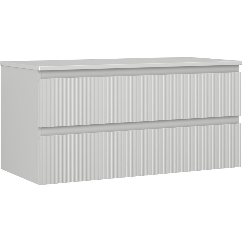 Mexen Rivel dulap baie cu blat, lățime 100 cm, 2 sertare, suprafață canelată, gri mat - 91A20-10047-2-BFFC62