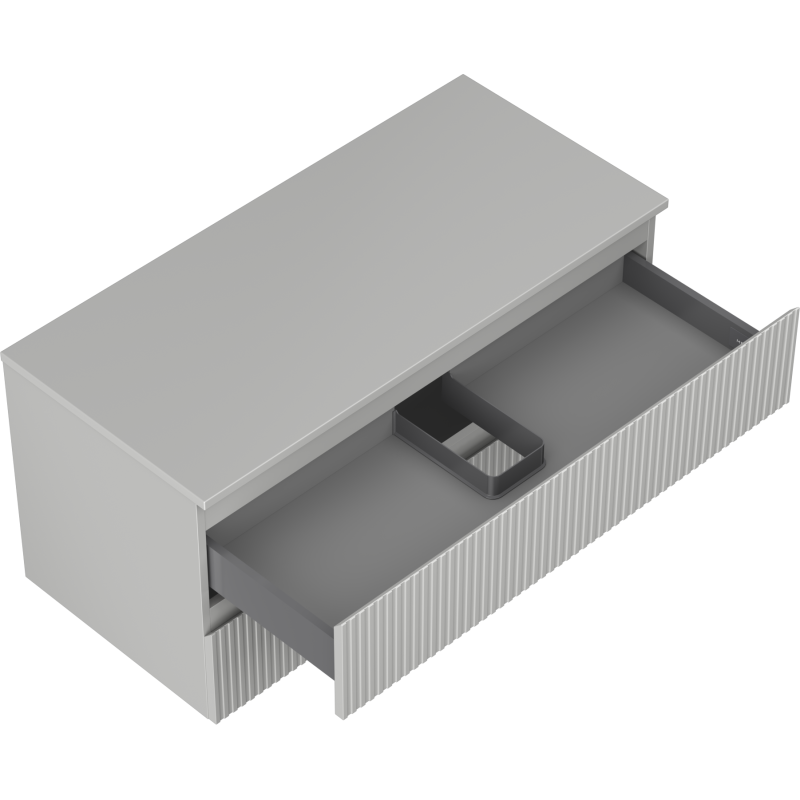 Mexen Rivel dulap baie sub chiuvetă 100 cm cu blat, 2 sertare, canelat, gri mat - 91A20-10047-2-BFFC62