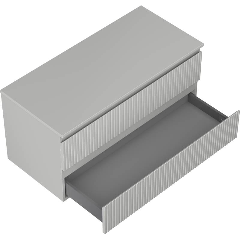 Mexen Rivel dulap baie sub chiuvetă 100 cm cu blat, 2 sertare, canelat, gri mat - 91A20-10047-2-BFFC62