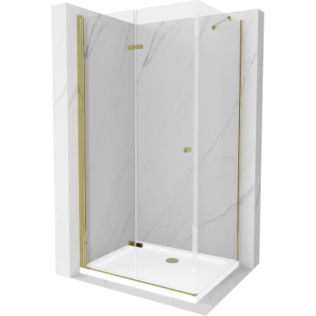Mexen Lima cabină de duș pliabilă 90 x 70 cm, transparentă, aurie + cădiță Flat - 856-090-070-50-00-4010