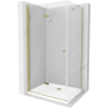 Mexen Lima cabină de duș pliabilă 90 x 70 cm, transparentă, aurie + cădiță Flat - 856-090-070-50-00-4010