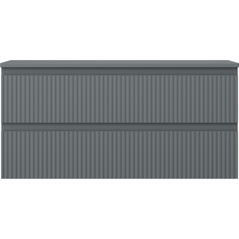 Mexen Rivel fürdőszobai szekrény mosdókagyló alá, 100 cm, munkalappal, 2 fiókos, bordázott, grafit matt - 91A20-10047-2-BFFC66