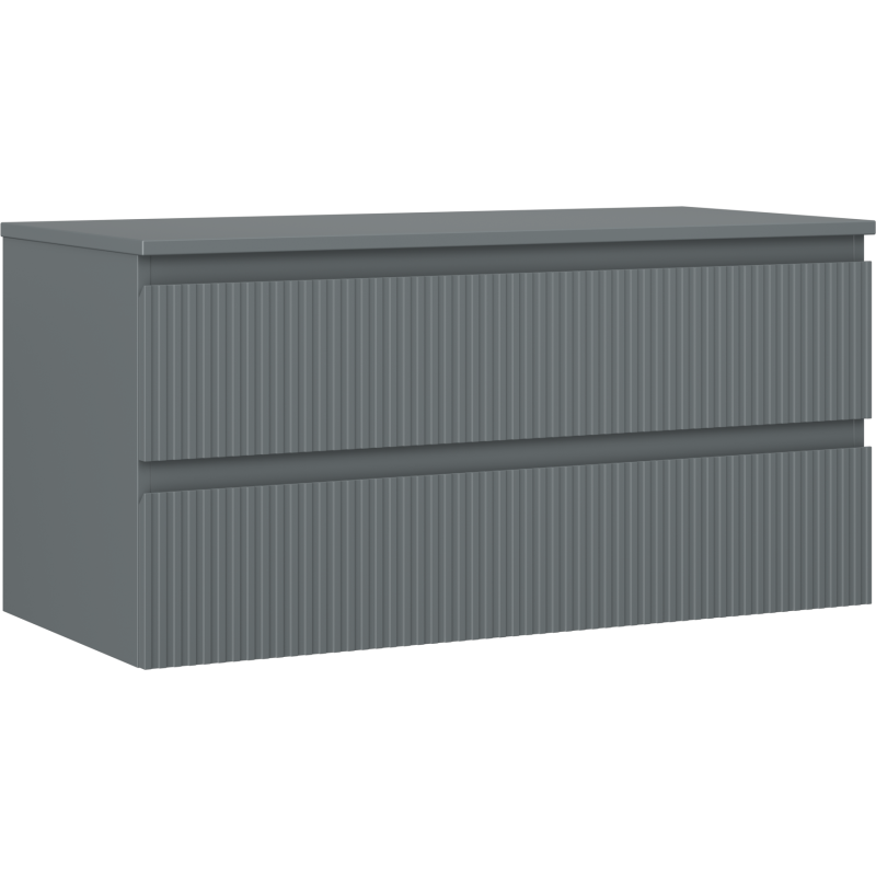 Mexen Rivel dulap de baie sub lavoar 100 cm cu blat, 2 sertare, canelat, grafit mat - 91A20-10047-2-BFFC66