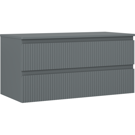 Mexen Rivel dulap de baie sub lavoar 100 cm cu blat, 2 sertare, canelat, grafit mat - 91A20-10047-2-BFFC66