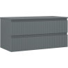 Mexen Rivel dulap baie pentru lavoar 100 cm cu blat, 2 sertare, riflat, grafit mat - 91A20-10047-2-BFFC66