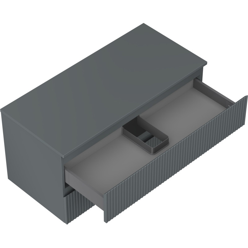 Mexen Rivel dulap baie pentru lavoar 100 cm cu blat, 2 sertare, riflat, grafit mat - 91A20-10047-2-BFFC66