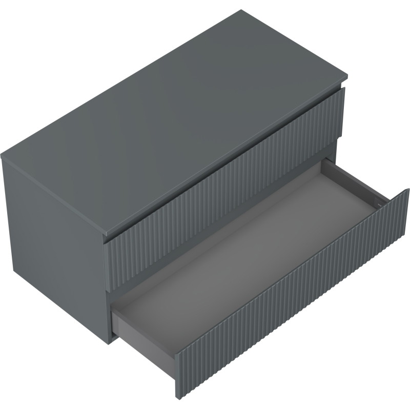 Mexen Rivel dulap baie pentru lavoar 100 cm cu blat, 2 sertare, riflat, grafit mat - 91A20-10047-2-BFFC66