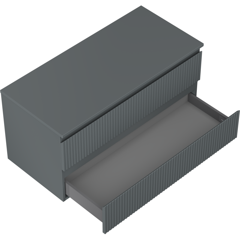 Mexen Rivel dulap baie sub lavoar 100 cm cu blat, 2 sertare, canelat, grafit mat - 91A20-10047-2-BFFC66