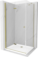 Mexen Lima cabină de duș pliabilă 90 x 80 cm, transparent, Aurie + cadă de duș Flat - 856-090-080-50-00-4010