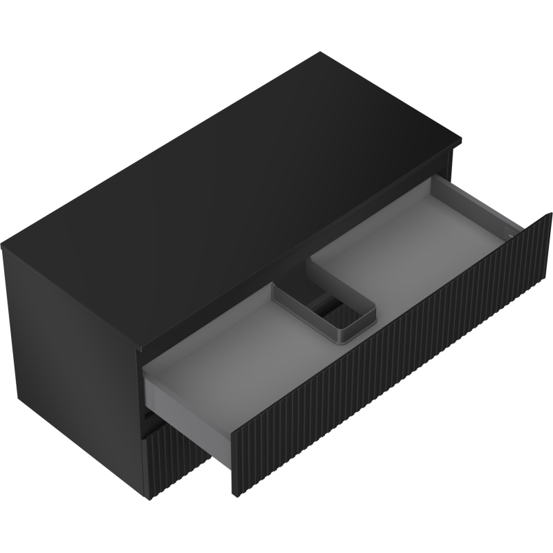 Mexen Rivel dulap baie de 100 cm cu blat, 2 sertare, canelat, negru mat - 91A20-10047-2-BFFC71