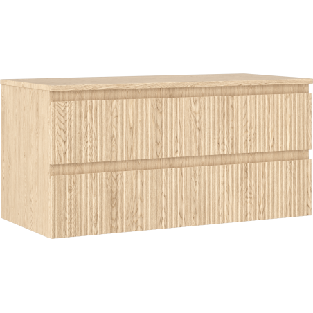 Mexen Rivel dulap baie sub lavoar 100 cm cu blat, 2 sertare, riflat, stejar - 91A20-10047-2-BFFC81