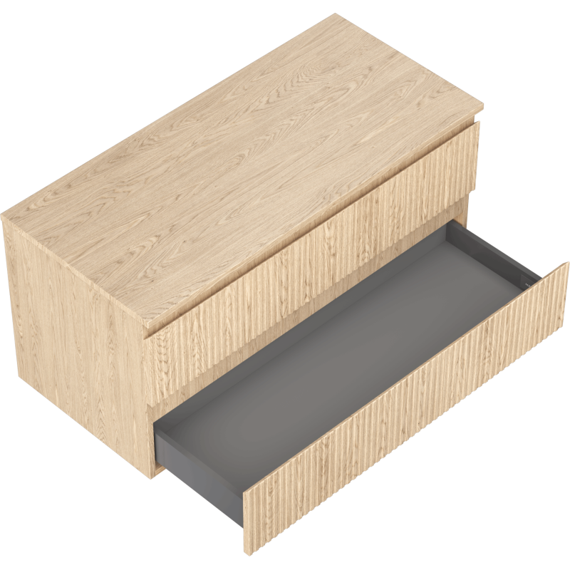 Mexen Rivel dulap baie sub lavoar 100 cm cu blat, 2 sertare, riflat, stejar - 91A20-10047-2-BFFC81