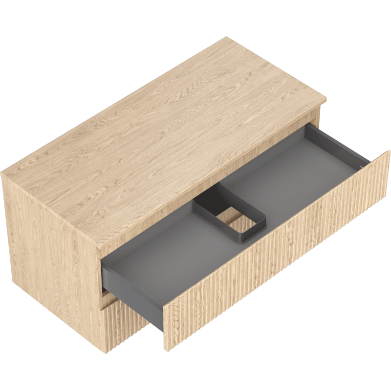 Mexen Rivel dulap baie sub lavoar 100 cm cu blat, 2 sertare, riflat, stejar - 91A20-10047-2-BFFC81