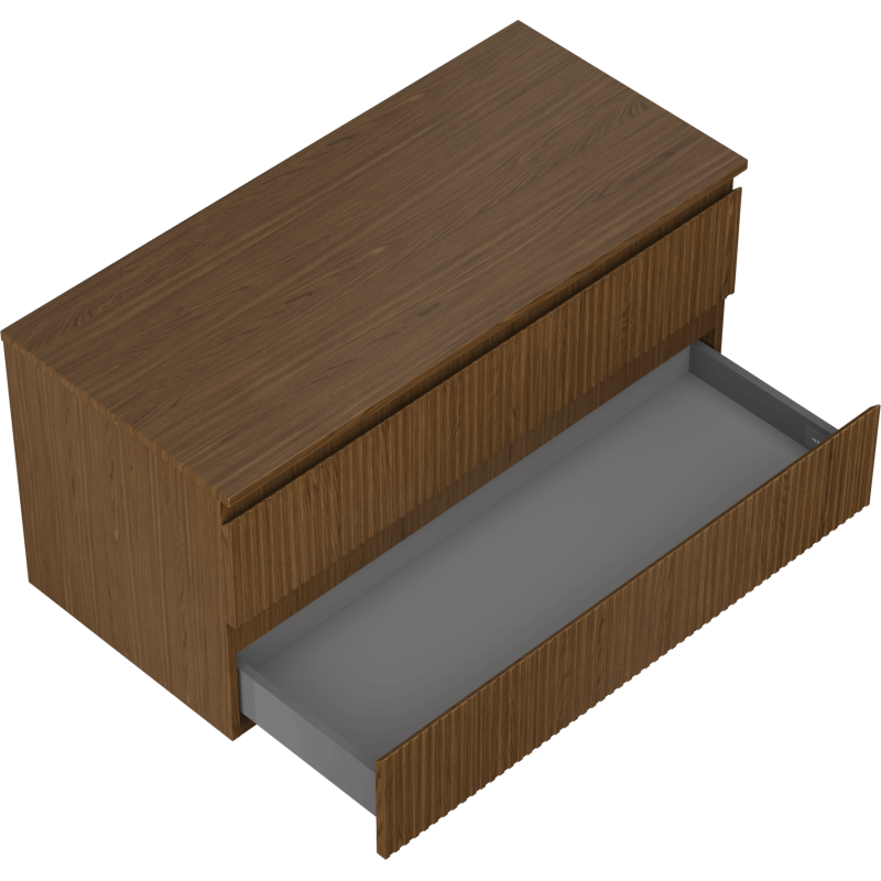 Mexen Rivel dulap de baie sub lavoar 100 cm cu blat, 2 sertare, cu caneluri, nuc - 91A20-10047-2-BFFC86