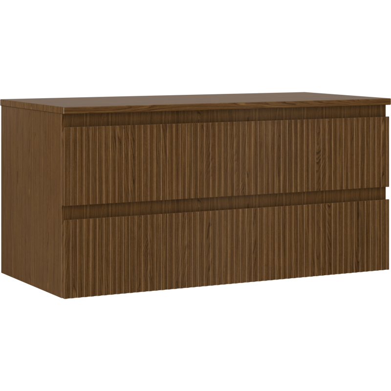 Mexen Rivel dulap de baie sub lavoar 100 cm cu blat, 2 sertare, cu caneluri, nuc - 91A20-10047-2-BFFC86