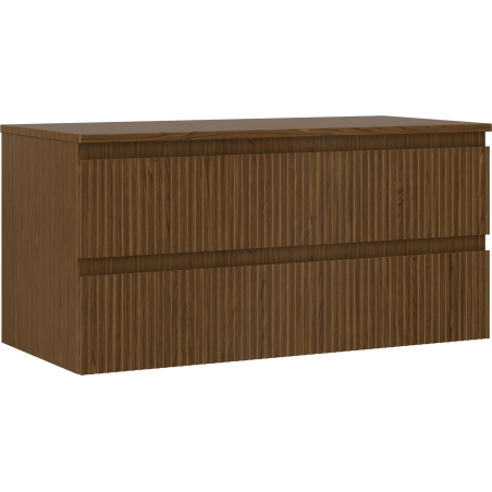 Mexen Rivel dulap baie pentru lavoar 100 cm cu blat, 2 sertare, frezat, nuc - 91A20-10047-2-BFFC86