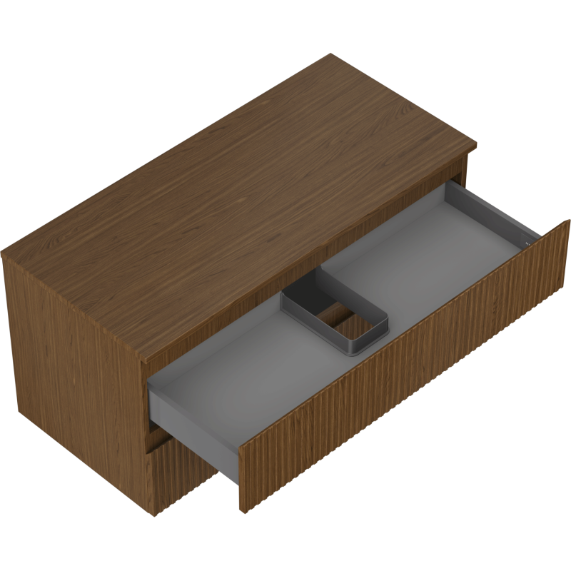 Mexen Rivel dulap de baie sub lavoar 100 cm cu blat, 2 sertare, cu caneluri, nuc - 91A20-10047-2-BFFC86