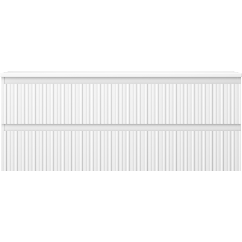 Mexen Rivel dulap baie sub lavoar 120 cm cu blat, 2 sertare, riflat, alb mat - 91A20-12047-2-BFFC01