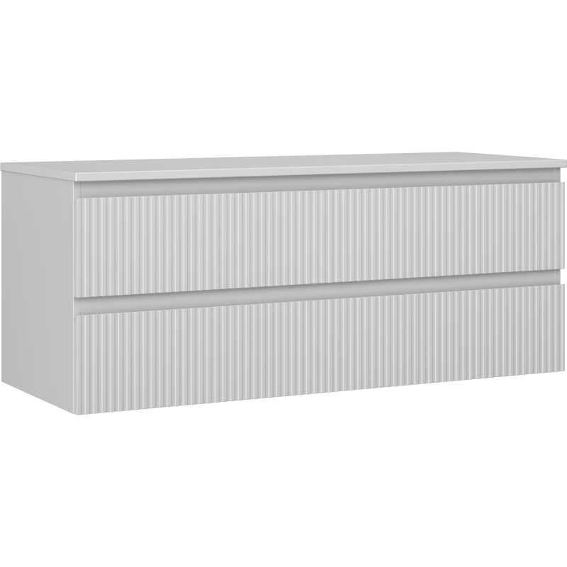 Mexen Rivel dulap de baie sub lavoar 120 cm cu blat, 2 sertare, riflat, gri mat - 91A20-12047-2-BFFC62