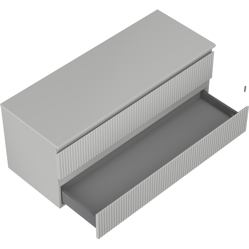 Mexen Rivel 120 cm-es mosdó alatti fürdőszobai szekrény munkalappal, 2 fiók, bordázott, szürke matt - 91A20-12047-2-BFFC62