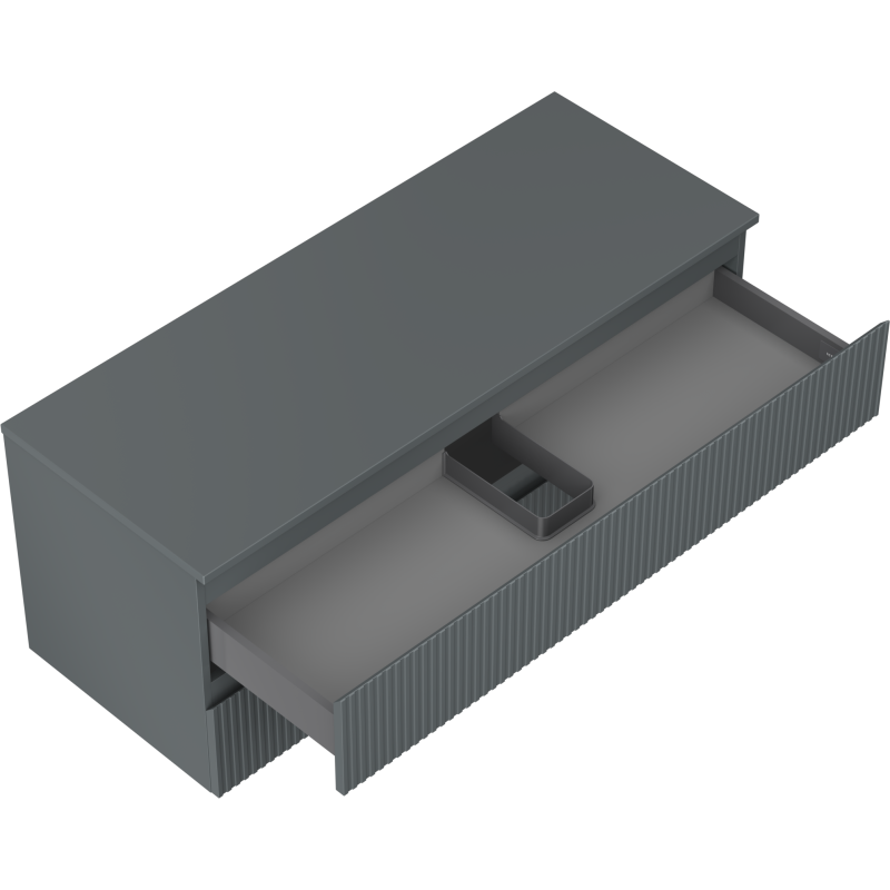 Mexen Rivel dulap baie de 120 cm cu blat, 2 sertare, cu caneluri, grafit mat - 91A20-12047-2-BFFC66