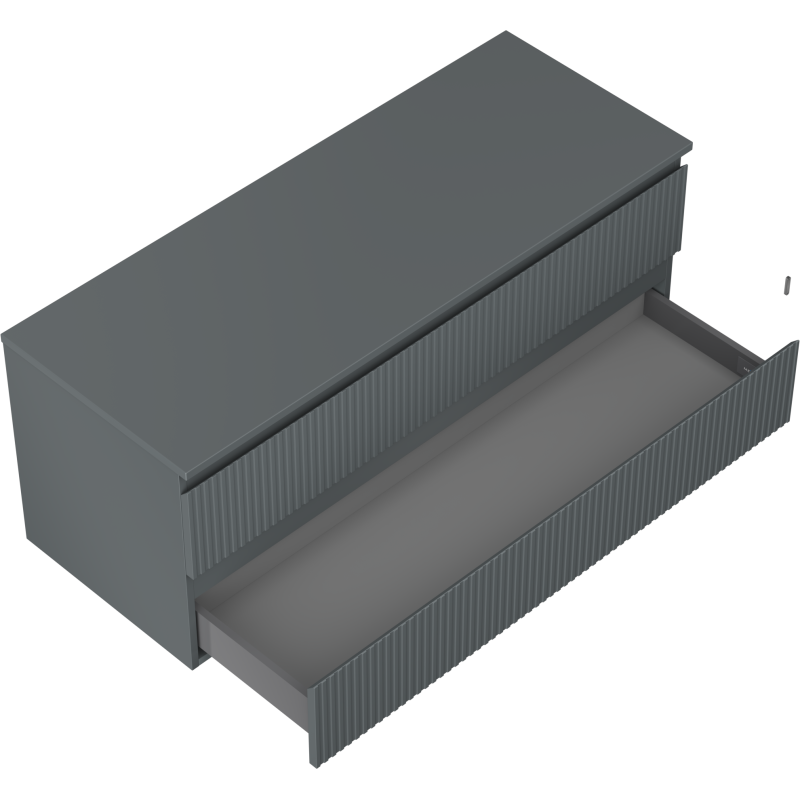 Mexen Rivel dulap baie de 120 cm cu blat, 2 sertare, cu caneluri, grafit mat - 91A20-12047-2-BFFC66