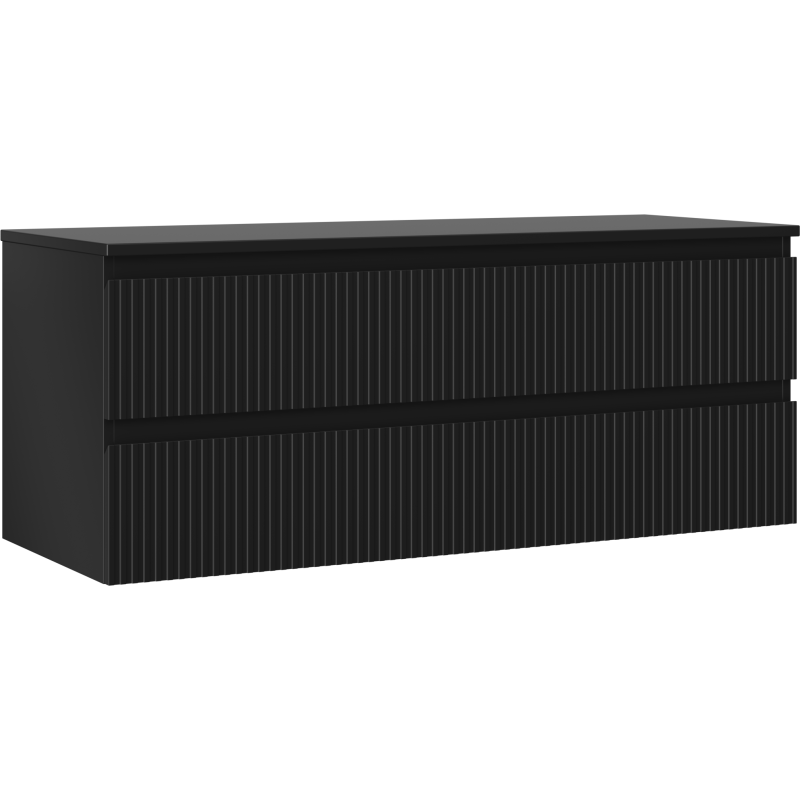 Mexen Rivel dulap pentru baie sub lavoar 120 cm cu blat, 2 sertare, canelat, negru mat - 91A20-12047-2-BFFC71