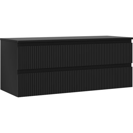 Mexen Rivel dulap pentru baie sub lavoar 120 cm cu blat, 2 sertare, canelat, negru mat - 91A20-12047-2-BFFC71