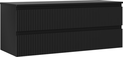 Mexen Rivel fürdőszobai alsószekrény 120 cm-es, munkalapos, 2 fiókos, bordázott, fekete matt - 91A20-12047-2-BFFC71