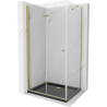 Mexen Lima cabină de duș pliabilă 90 x 100 cm, transparent, Aurie + cadă de duș Flat, Neagră - 856-090-100-50-00-4070G