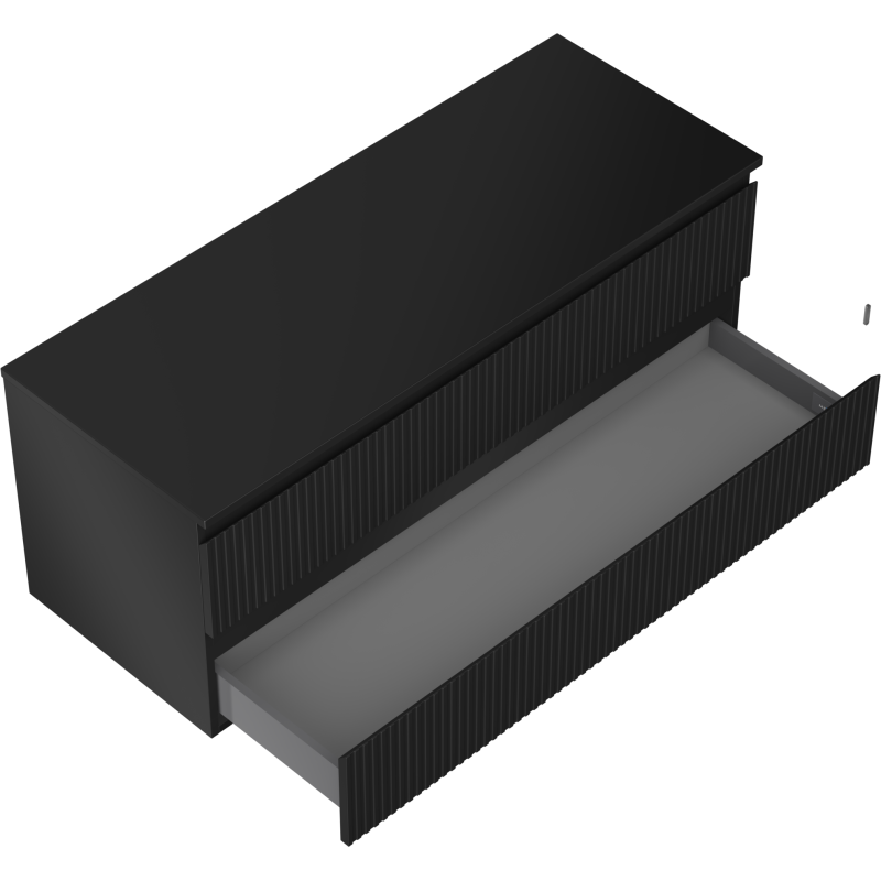 Mexen Rivel dulap pentru baie sub lavoar 120 cm cu blat, 2 sertare, canelat, negru mat - 91A20-12047-2-BFFC71