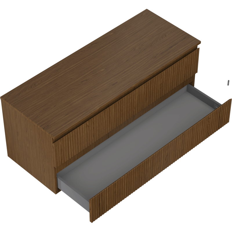 Mexen Rivel dulap de baie sub lavoar 120 cm cu blat, 2 sertare, nervurat, nuc - 91A20-12047-2-BFFC86