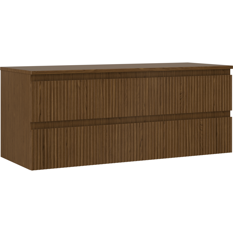 Mexen Rivel dulap baie sub-lavoar 120 cm cu blat, 2 sertare, canelat, nuc - 91A20-12047-2-BFFC86