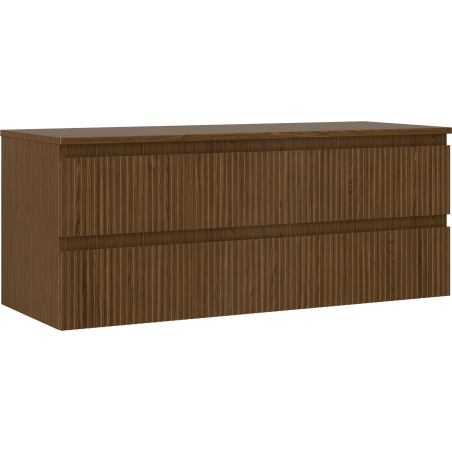 Mexen Rivel dulap baie sub-lavoar 120 cm cu blat, 2 sertare, canelat, nuc - 91A20-12047-2-BFFC86