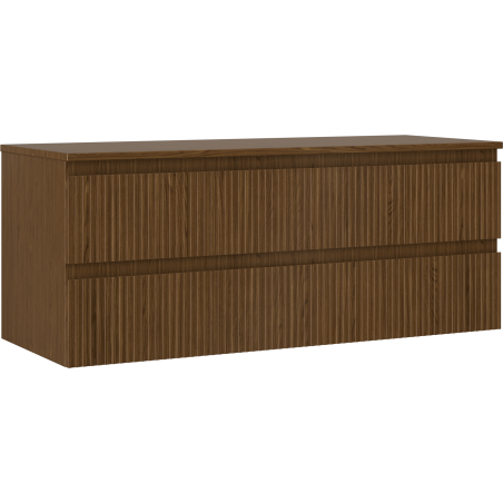 Mexen Rivel dulap de baie sub lavoar 120 cm cu blat, 2 sertare, nervurat, nuc - 91A20-12047-2-BFFC86