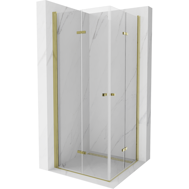 Mexen Lima Duo harmonika-ajtós zuhanykabin 70 x 70 cm, Átlátszó, Arany - 856-070-070-50-00-02