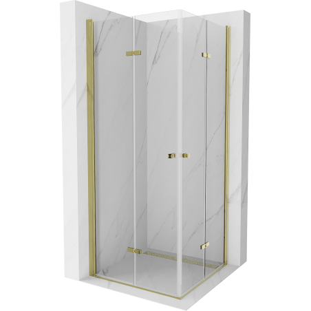 Mexen Lima Duo harmonika-ajtós zuhanykabin 70 x 70 cm, Átlátszó, Arany - 856-070-070-50-00-02