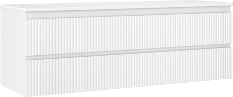 Mexen Rivel fürdőszobai mosdószekrény 140 cm munkalappal, 2 fiókos, barázdált, fehér matt - 91A20-14047-2-BFFC01