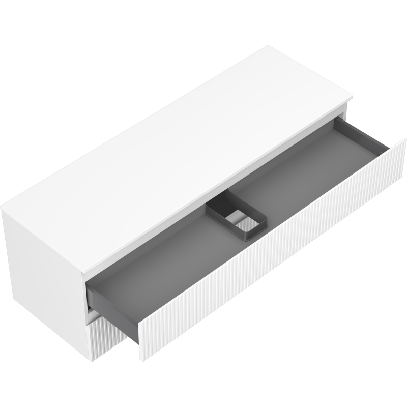 Mexen Rivel dulap baie sub lavoar 140 cm cu blat, 2 sertare, canelat, alb mat - 91A20-14047-2-BFFC01