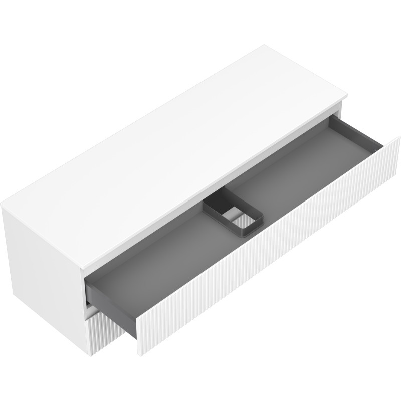 Mexen Rivel dulap de baie sub lavoar de 140 cm cu blat, 2 sertare, canelat, alb mat - 91A20-14047-2-BFFC01