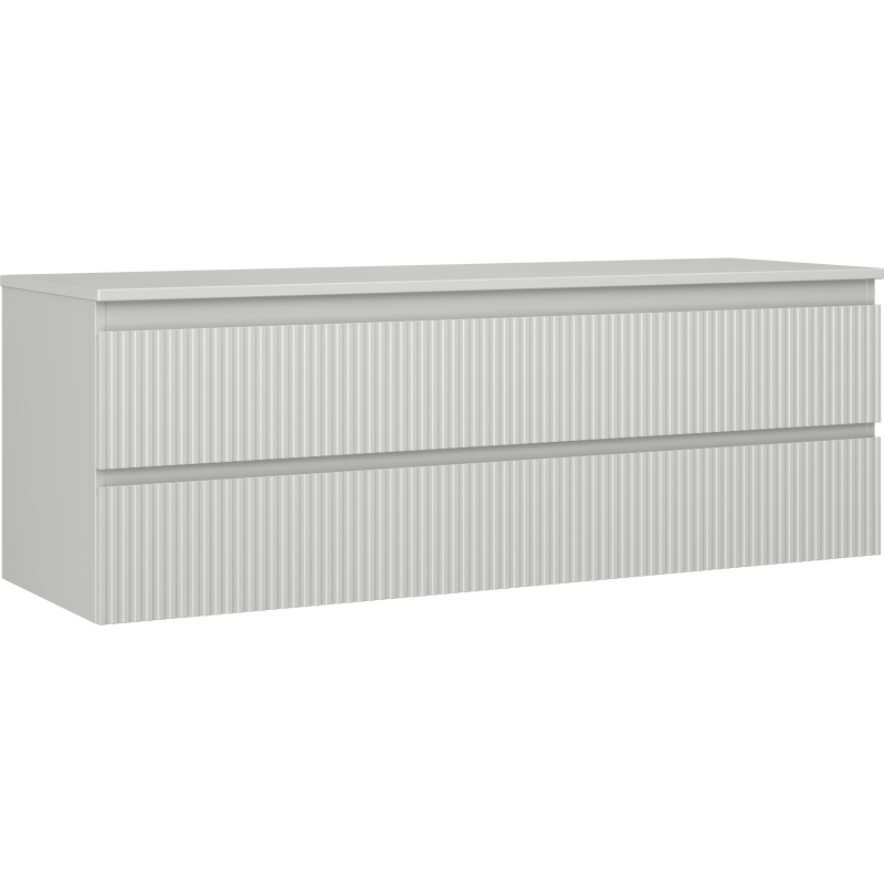 Mexen Rivel dulap baie suspendat 140 cm cu blat, 2 sertare, canelat, gri mat - 91A20-14047-2-BFFC62