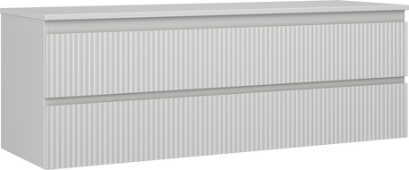 Mexen Rivel fürdőszobai mosdó alatti szekrény 140 cm pulttal, 2 fiókos, bordázott, szürke matt - 91A20-14047-2-BFFC62