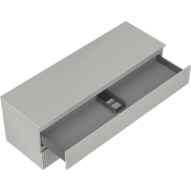 Mexen Rivel dulap baie suspendat 140 cm cu blat, 2 sertare, canelat, gri mat - 91A20-14047-2-BFFC62