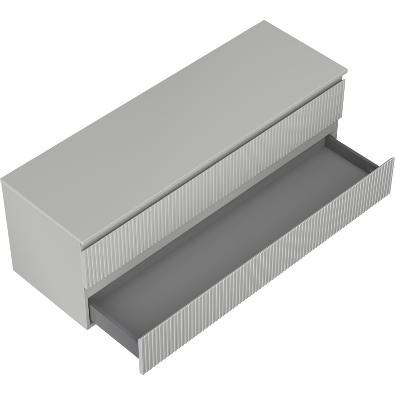 Mexen Rivel dulap baie suspendat 140 cm cu blat, 2 sertare, canelat, gri mat - 91A20-14047-2-BFFC62