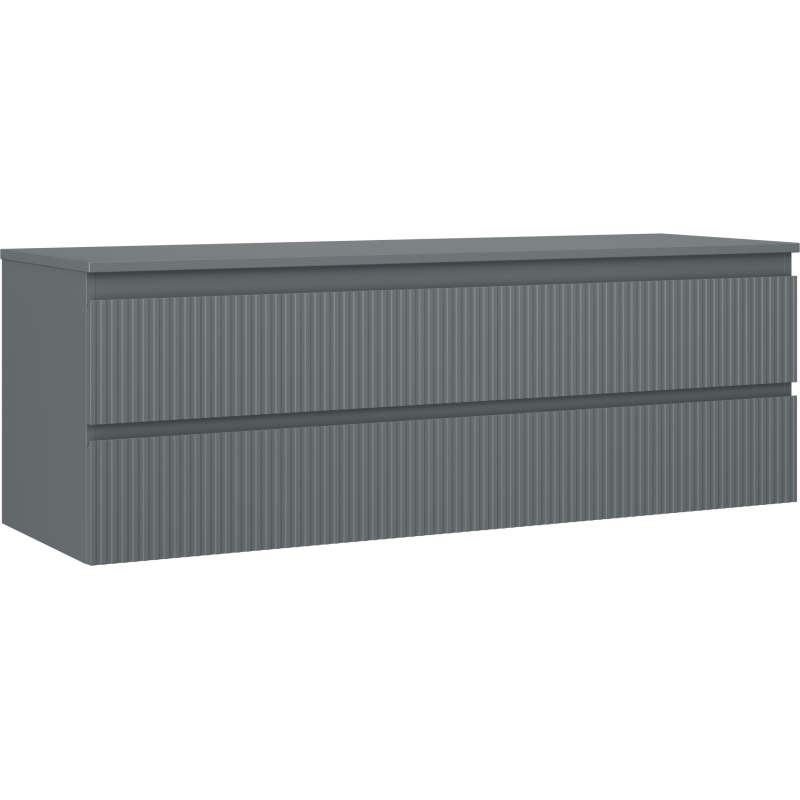 Mexen Rivel dulap de baie pentru lavoar 140 cm cu blat, 2 sertare, riflat, grafit mat - 91A20-14047-2-BFFC66