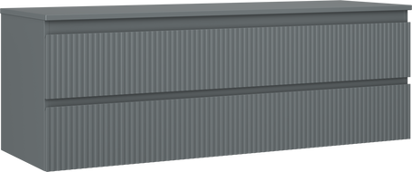 Mexen Rivel fürdőszobai mosdószekrény 140 cm munkalappal, 2 fiók, bordázott, grafit matt - 91A20-14047-2-BFFC66